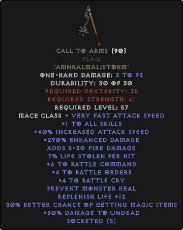 call to arms runeword base