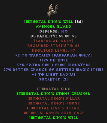 is the immortal king a good armour set in diablo 3 on xbox one
